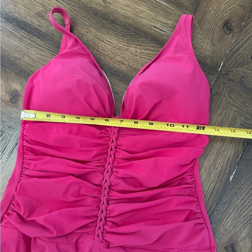 Profile by gottex Vibrant Pink Ruched Swimsuit Size 42D - Picture 4 of 7